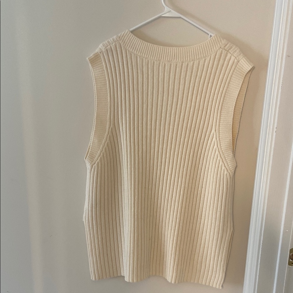 Cream Ribbed Knit Sweater Vest - Picture 2 of 2